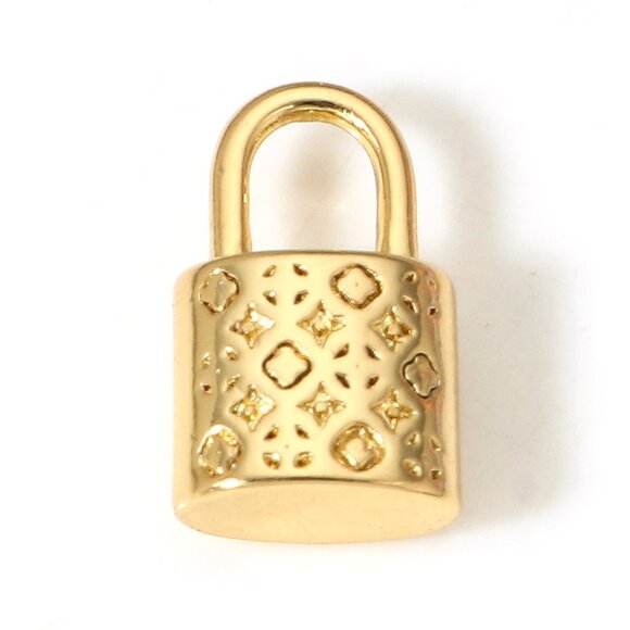 Mini Lock Pendant Necklace 18K Gold Plated Charm & Chain With Extender Dainty - Picture 1 of 11